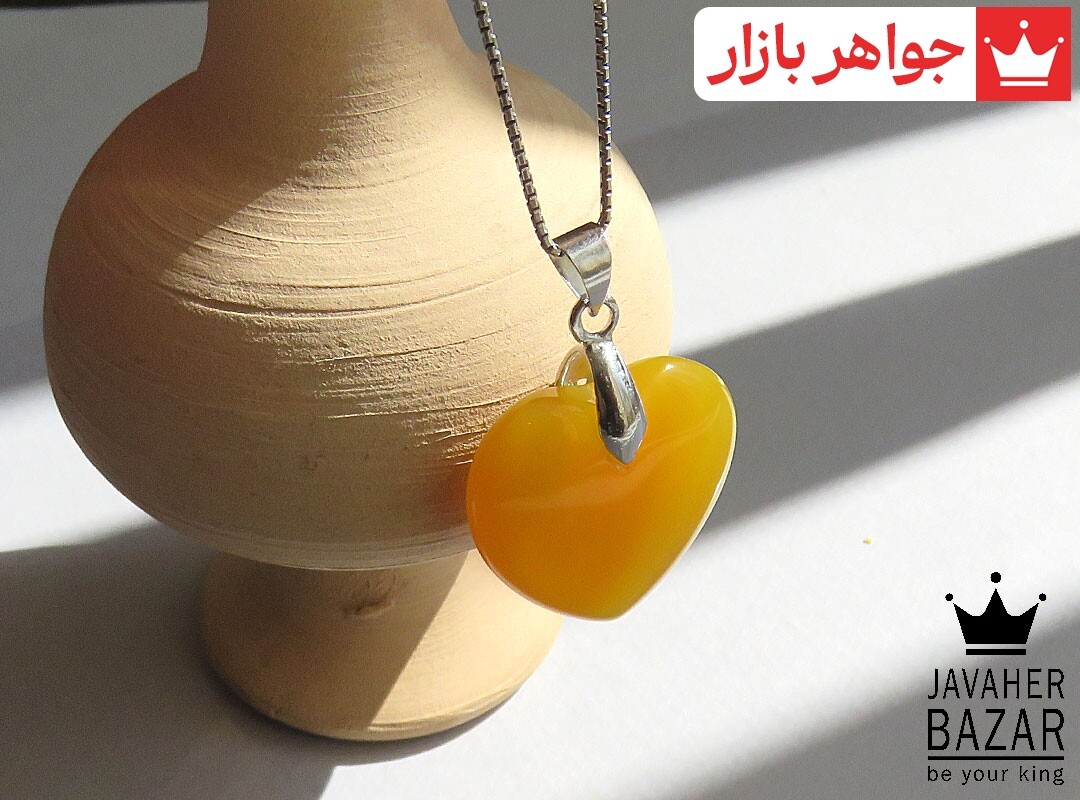 آویز عقیق زرد طرح قلب [شرف الشمس]